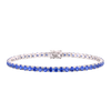 Tennis Bracelet with Sapphire Colored CZ in Sterling Silver (2 mm - 4 mm)