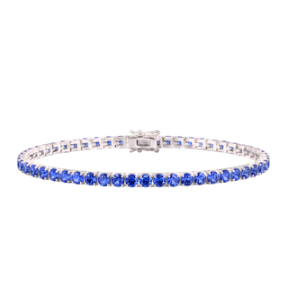 Tennis Bracelet with Sapphire Colored CZ in Sterling Silver (2 mm - 4 mm)