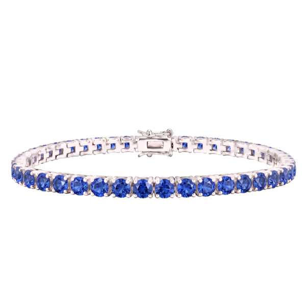 Tennis Bracelet with Sapphire Colored CZ in Sterling Silver (2 mm - 4 mm)