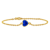 Diamond or Gemstone Heart Bezel Charm in 14K Yellow Diamond Cut Cable Bracelet