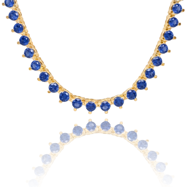 Tennis Necklace with Sapphire Stones (September Birthstones) in 14K Gold (1.75 mm - 4.0 mm)