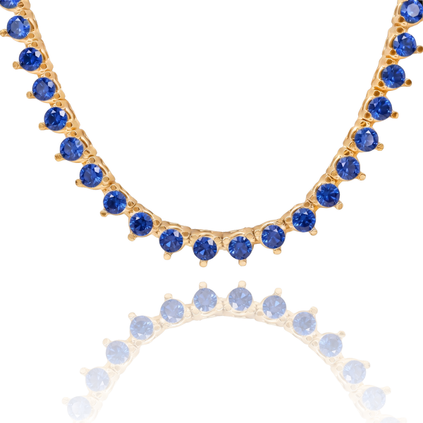 Tennis Necklace with Sapphire Stones (September Birthstones) in 14K Gold (1.75 mm - 4.0 mm)