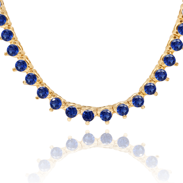 Tennis Necklace with Sapphire Stones (September Birthstones) in 14K Gold (1.75 mm - 4.0 mm)