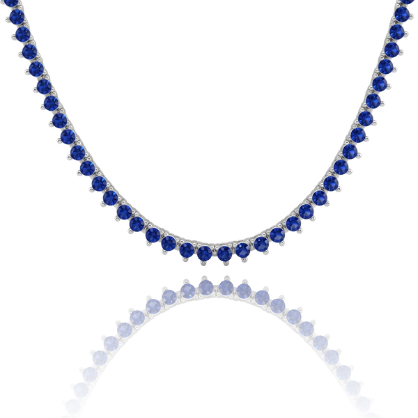 Tennis Necklace with Sapphire Stones (September Birthstones) in 18K Gold (1.75 mm - 4.0 mm)