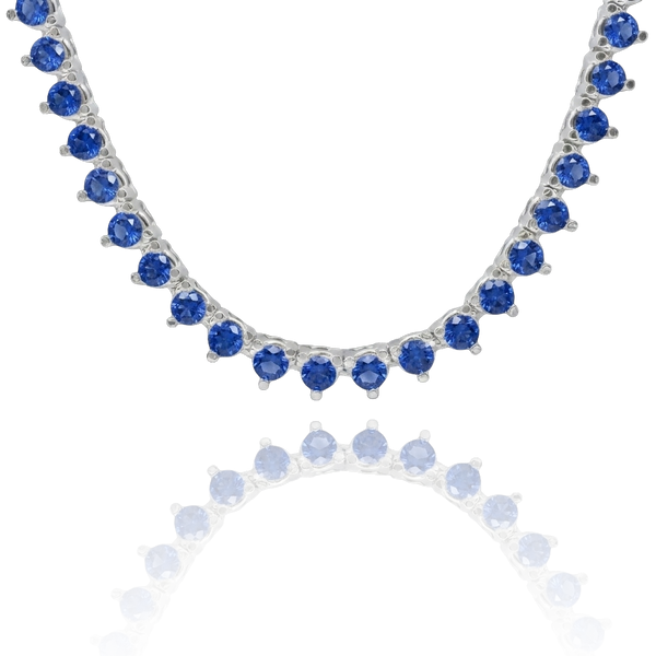 Tennis Necklace with Sapphire Stones (September Birthstones) in 14K Gold (1.75 mm - 4.0 mm)