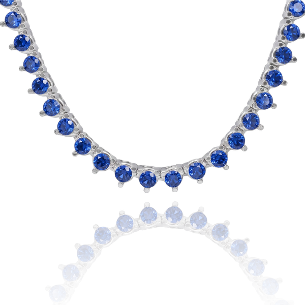 Tennis Necklace with Sapphire Stones (September Birthstones) in 14K Gold (1.75 mm - 4.0 mm)