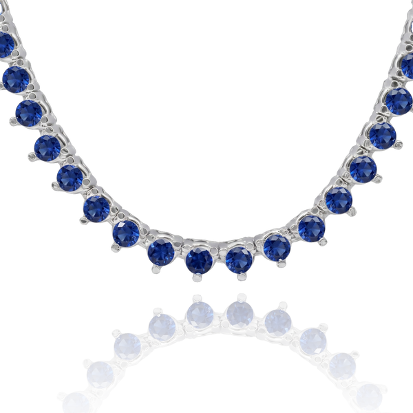 Tennis Necklace with Sapphire Stones (September Birthstones) in 14K Gold (1.75 mm - 4.0 mm)