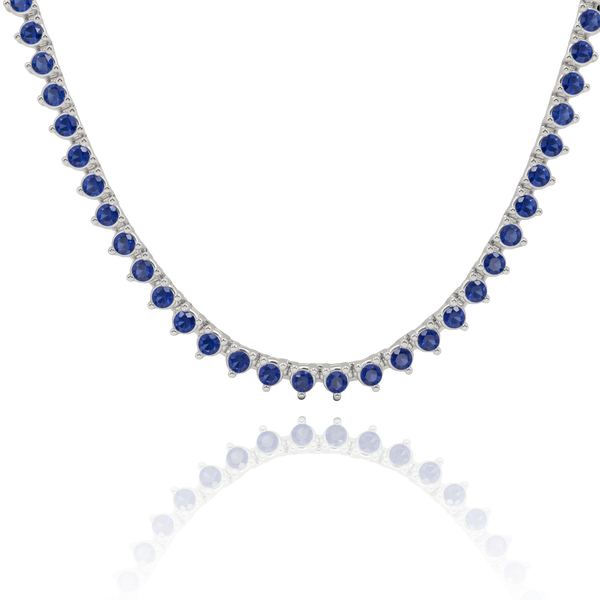 Tennis Necklace with Sapphire Stones (September Birthstones) in 18K Gold (1.75 mm - 4.0 mm)