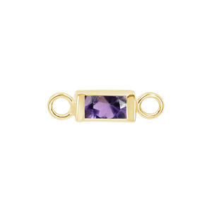 Diamond or Gemstone Baguette Bezel Bracelet/Necklace Charm in 14K Yellow Gold