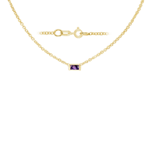 Load image into Gallery viewer, Diamond or Gemstone Baguette Bezel Charm in 14K Yellow Diamond Cut Cable Necklace (16-18&quot; Extension)
