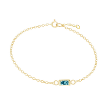 Load image into Gallery viewer, Diamond or Gemstone Baguette Bezel Charm in 14K Yellow Round Cable Bracelet
