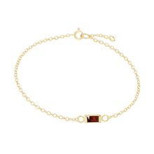 Load image into Gallery viewer, Diamond or Gemstone Baguette Bezel Charm in 14K Yellow Round Cable Bracelet
