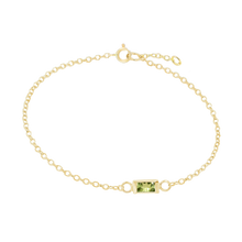 Load image into Gallery viewer, Diamond or Gemstone Baguette Bezel Charm in 14K Yellow Round Cable Bracelet
