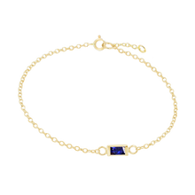 Load image into Gallery viewer, Diamond or Gemstone Baguette Bezel Charm in 14K Yellow Diamond Cut Cable Bracelet
