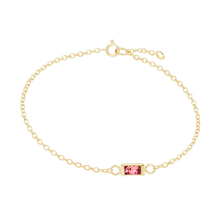 Load image into Gallery viewer, Diamond or Gemstone Baguette Bezel Charm in 14K Yellow Diamond Cut Cable Bracelet

