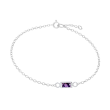 Load image into Gallery viewer, Diamond or Gemstone Baguette Bezel Charm in 14K White Diamond Cut Cable Bracelet
