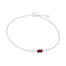 Load image into Gallery viewer, Diamond or Gemstone Baguette Bezel Charm in 14K White Round Cable Bracelet
