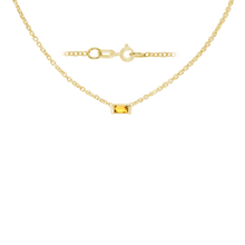 Load image into Gallery viewer, Diamond or Gemstone Baguette Bezel Charm in 14K Yellow Round Cable Necklace (16-18&quot; Extension)
