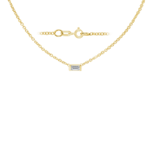 Load image into Gallery viewer, Diamond or Gemstone Baguette Bezel Charm in 14K Yellow Diamond Cut Cable Necklace (16-18&quot; Extension)
