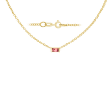 Load image into Gallery viewer, Diamond or Gemstone Baguette Bezel Charm in 14K Yellow Round Cable Necklace (16-18&quot; Extension)
