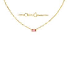 Load image into Gallery viewer, Diamond or Gemstone Baguette Bezel Charm in 14K Yellow Diamond Cut Cable Necklace (16-18" Extension)
