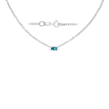 Load image into Gallery viewer, Diamond or Gemstone Baguette Bezel Charm in 14K White Diamond Cut Cable Necklace (16-18" Extension)
