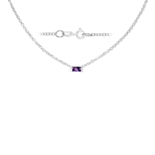 Load image into Gallery viewer, Diamond or Gemstone Baguette Bezel Charm in 14K White Round Cable Necklace (16-18&quot; Extension)
