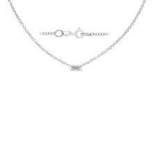 Load image into Gallery viewer, Diamond or Gemstone Baguette Bezel Charm in 14K White Round Cable Necklace (16-18&quot; Extension)
