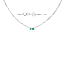 Load image into Gallery viewer, Diamond or Gemstone Baguette Bezel Charm in 14K White Diamond Cut Cable Necklace (16-18&quot; Extension)
