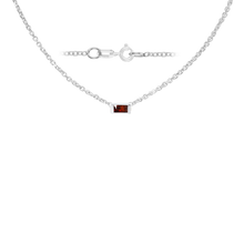 Load image into Gallery viewer, Diamond or Gemstone Baguette Bezel Charm in 14K White Round Cable Necklace (16-18&quot; Extension)
