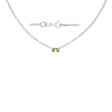 Load image into Gallery viewer, Diamond or Gemstone Baguette Bezel Charm in 14K White Diamond Cut Cable Necklace (16-18" Extension)
