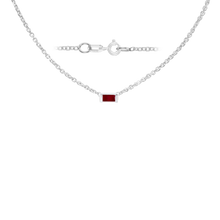 Load image into Gallery viewer, Diamond or Gemstone Baguette Bezel Charm in 14K White Diamond Cut Cable Necklace (16-18&quot; Extension)
