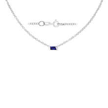 Load image into Gallery viewer, Diamond or Gemstone Baguette Bezel Charm in 14K White Diamond Cut Cable Necklace (16-18" Extension)
