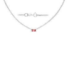 Load image into Gallery viewer, Diamond or Gemstone Baguette Bezel Charm in 14K White Diamond Cut Cable Necklace (16-18&quot; Extension)
