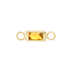 Diamond or Gemstone Baguette Bezel Bracelet/Necklace Charm in 14K Yellow Gold