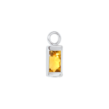Load image into Gallery viewer, Diamond or Gemstone Baguette Bezel Drop Charm in 14K White Gold
