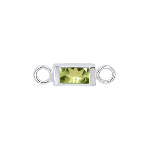 Diamond or Gemstone Baguette Bezel Bracelet/Necklace Charm in 14K White Gold