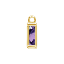 Load image into Gallery viewer, Diamond or Gemstone Baguette Bezel Drop Charm in 14K Yellow Gold
