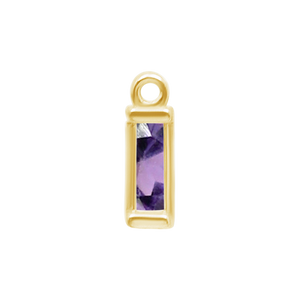 Diamond or Gemstone Baguette Bezel Drop Charm in 14K Yellow Gold