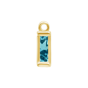 Diamond or Gemstone Baguette Bezel Drop Charm in 14K Yellow Gold