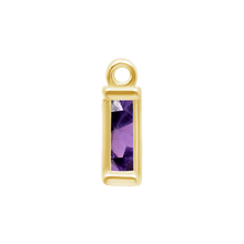 Load image into Gallery viewer, Diamond or Gemstone Baguette Bezel Drop Charm in 14K Yellow Gold
