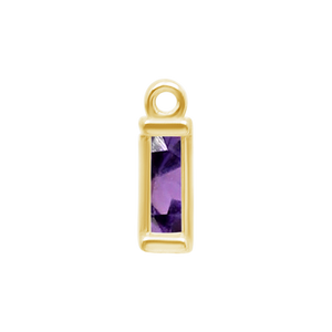 Diamond or Gemstone Baguette Bezel Drop Charm in 14K Yellow Gold