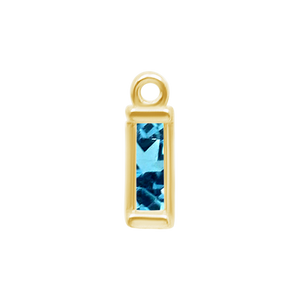 Diamond or Gemstone Baguette Bezel Drop Charm in 14K Yellow Gold