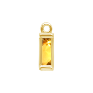 Diamond or Gemstone Baguette Bezel Drop Charm in 14K Yellow Gold