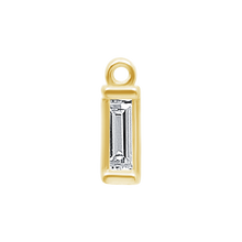 Load image into Gallery viewer, Diamond or Gemstone Baguette Bezel Drop Charm in 14K Yellow Gold
