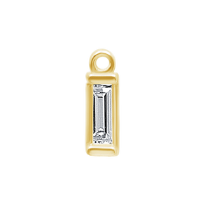 Diamond or Gemstone Baguette Bezel Drop Charm in 14K Yellow Gold