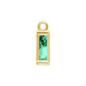 Diamond or Gemstone Baguette Bezel Drop Charm in 14K Yellow Gold