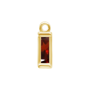 Diamond or Gemstone Baguette Bezel Drop Charm in 14K Yellow Gold