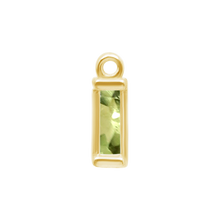 Load image into Gallery viewer, Diamond or Gemstone Baguette Bezel Drop Charm in 14K Yellow Gold
