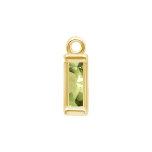 Diamond or Gemstone Baguette Bezel Drop Charm in 14K Yellow Gold